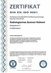 Zertifikat DIN EN ISO 9001 - Radiologisches Zentrum Rottweil