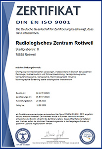 Zertifikat DIN EN ISO 9001 - Radiologisches Zentrum Rottweil